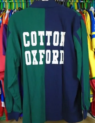 Cotton Oxford Bottle Green & Navy Rugby Polo Shirt Jersey Top Medium Adult Bnwt • £9.74