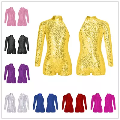 UK Girls Sequin Gymnastic Dance Jumpsuit Leotard Ballet Jazz Performance Costume • £5.82