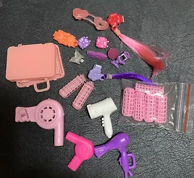 Lot Of Vintage Barbie Doll-sized Accessories - Curlers Hair Dryers Clips Etc • $18.50