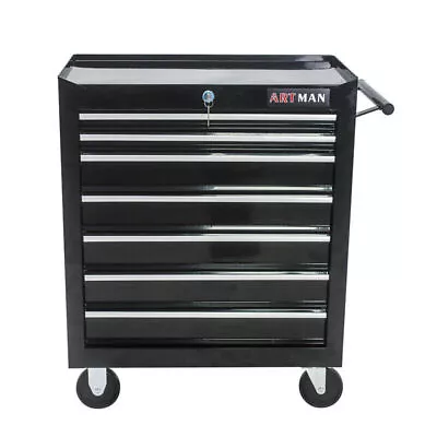 7 Drawers Rolling Tool Cart Storage Cabinet Toolbox Organizer W/ Wheels Black • $218.98