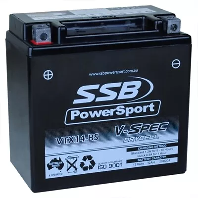 SSB 12V V-Spec Dry Cell AGM 295 CCA Battery 4.5 Kg For Indian FTR1200 2019 • $163.32