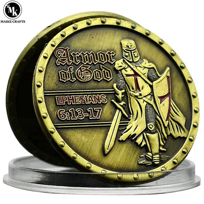 Armour Of God EPH 6:13-17 Challenge Coin Knight Templar Cross Crusader Coin Gift • $7.67