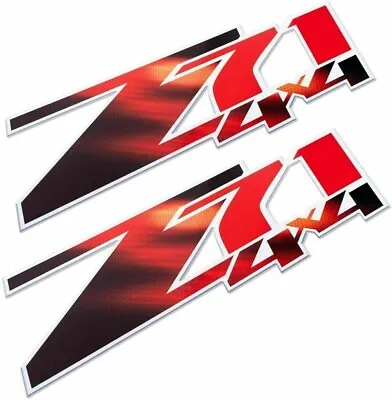 2Pc Z71 4x4 Decal Stickers Bed Side For 07-13 Silverado 1500HD 2500 HD Black Red • $32.53