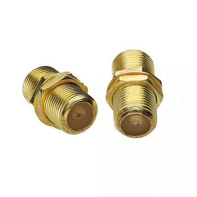 2 X F Type Connector Coupler Join Satellite Virgin Cables With Nut GOLD • £2.41