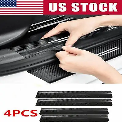 4x Car Cover Fiber Door Scuff Protector Panel Sill Carbon Step Accessories 2024 • $18.39