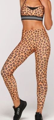 $35 • Buy Lorna Jane Street Cat Core Leopard Ocelot Full Length Tights - Size M