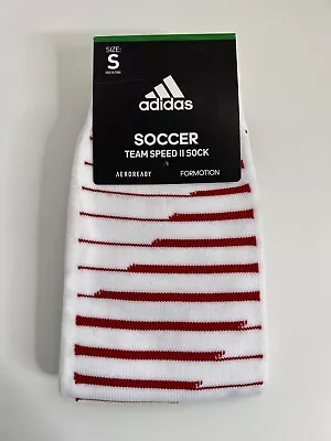 Adidas Men’s SMALL Soccer Socks Team Speed II Aeroready Red White Striped NWT  • $8.99