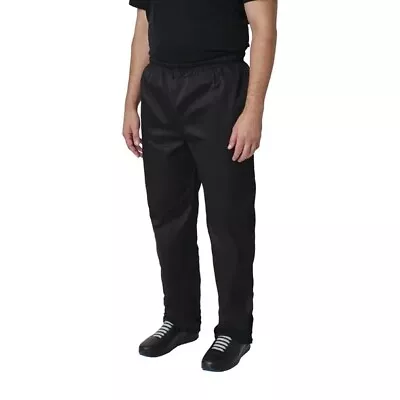 Whites Vegas Unisex Chefs Trousers Black Elasticated Waistband - MEDIUM • £7.50