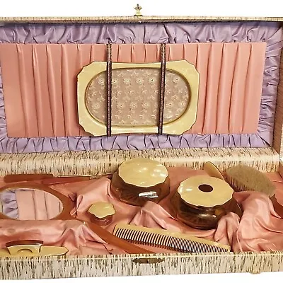 Vintage Vanity Dresser Set In Original Box 10 Piece Read • $98.99