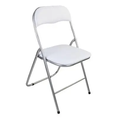 Heavy Duty White Folding Chair Easy To Store Multi-purpose Durable Metal Chair • £15.95