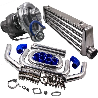 $731 • Buy Universal T3/T4 T04E Turbo Charger Kit + 27x7x2.5 Intercooler + 2.5  Turbo Pipe