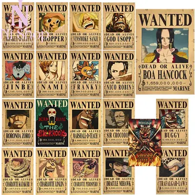 One Piece Wanted Posters Anime Luffy Shanks Roronoa Zoro 42x29Cm Vintage Edition • $12.99