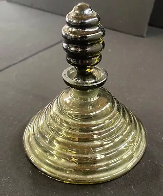 Vintage Perfume Bottle Pyramid Shaped Gray Ribbed Glass With A Beehive Stopper • $25