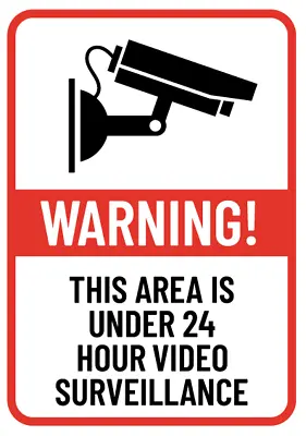 Warning 24 Hour Video Surveillance Vinyl Sticker Window Decal CCTV Security Sign • $2.99