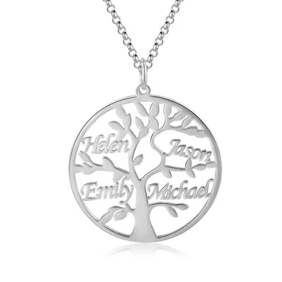 Silver Tree Of Life Necklace - Personalised Family Name Jewellery For Loved Ones • $30.82