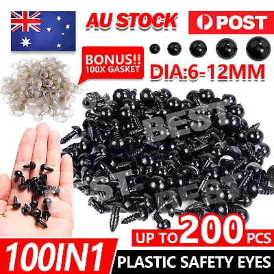 100/200PCS 6-12mm Plastic Safety Eyes For Teddy Bear Doll Toy Animal Felting • $5.65