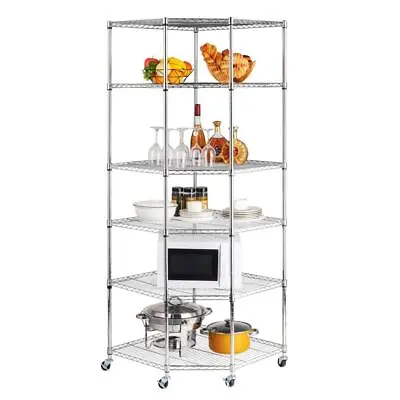 Conner 6-Tier Wire Steel Corner Shelf Garage Storage Shelving Rack Garage Rack • $85.99