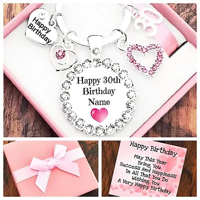 30th 40th 50th BIRTHDAY Gifts 16th 18th PERSONALISED CHARM Keyring Gift Box • £4.95