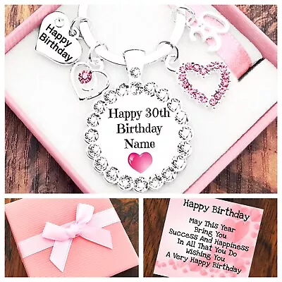 £4.59 • Buy 30th 40th 50th BIRTHDAY Gifts, 16th 18th PERSONALISED CHARM, Keyring, Gift Box