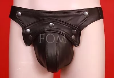 Real Leather Mens Jockstrap Gay Underwear Adult Thong Codpiece Gay Leather Brief • £44.50
