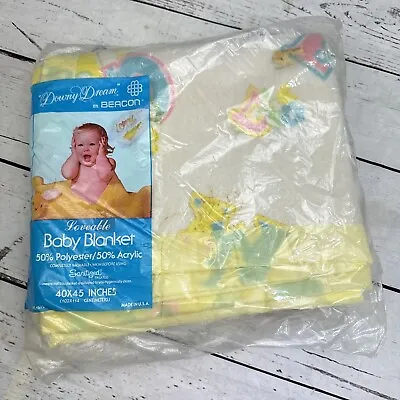 Beacon Downy Dream Thermal Acrylic Baby Blanket Alphabet Pastel USA Original Vtg • $18.75