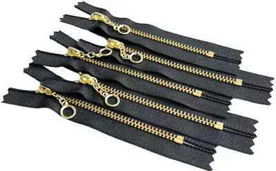 YKK 4.5s Brass Metal Chain Ring Pull Zipper Closed-End Black White 3  - 14  • $18.50