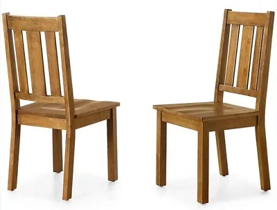 Honey Oak Finish Dining Chairs ( Set Of 2 ) Kitchen Wood Furniture Mission Style • $139.95