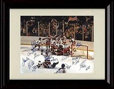 8x10 Framed Miracle On Ice 1980 US Olympic Hockey Team Autograph Promo Print • $14.99