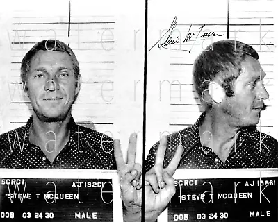 Steve McQueen Mugshot Signed 8X10 Photo Picture Poster Wall Art Autograph RP  • $16.99