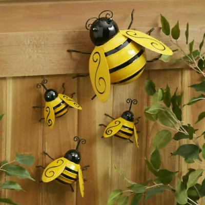 Decorative Metal Bumble Bee Garden Accents - Lawn Ornaments - Set Of 4 • $13.59