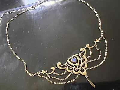 £99 • Buy Stunning Vintage Opal & Garnet Lavalier Necklace Art Nouveau Rolled Gold In Box