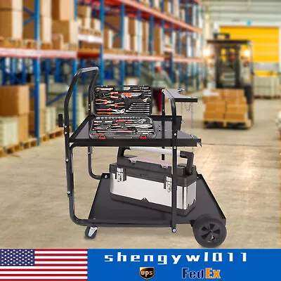  Black 2-Tier Welding Trolly Cart W/ Wheels For Transporting And Storing Welders • $147