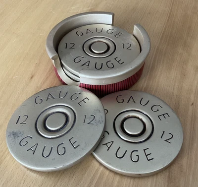 $8.99 • Buy Five Piece 12 Gauge Shotgun Shell Coaster Set W/ Holder