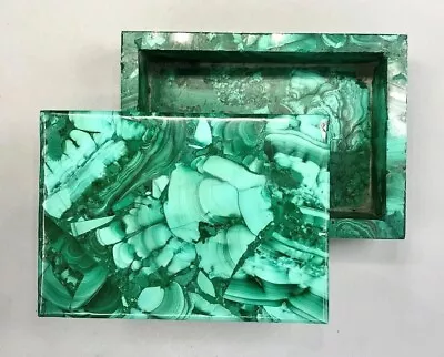Malachite Box Handmade Decorative Jewelry Box Random Mosaic Art Home Decor • $316.84