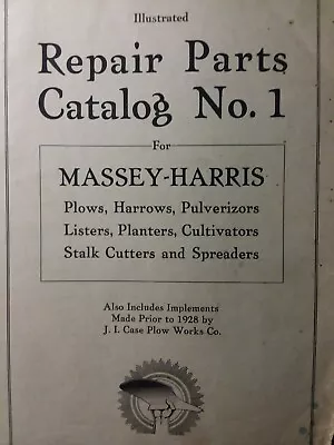 $993.59 • Buy Massey Harris No.1 Tractor Attachment Implements Master Parts Manual 1900-1928