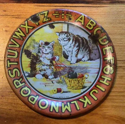 Vintage Ohio Art Childs Plate Abc Tin Litho Cat Yarn  • $18.99