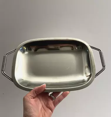 Vintage Mid Century Danish Modern Stainless Serving Dish Tray • $19.99