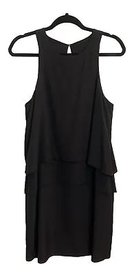 Tibi Silk Dress Womens Size 10 Black Sleeveless Tiered Layered Shift Elegant • $24.88