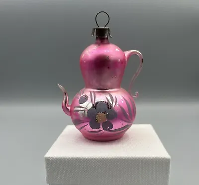 Vintage Mercury Glass Pink Floral Teapot Christmas Ornament Czechoslovakia • $39