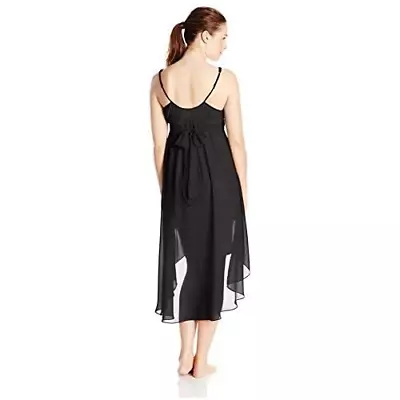 Flora Nikrooz Womens Elizabeth Chiffon Floral High Low Gown Black Size Small • $48