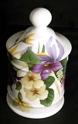 James Kent Hadida Bathroom Collection Ceramic Lidded Pot Holder Floral • £8.79