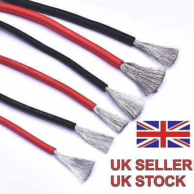 Flexible Soft Silicone Wire Cable 4/6/8/10/12/14/16/18/20/22 AWG UK Seller/Stock • £7.69