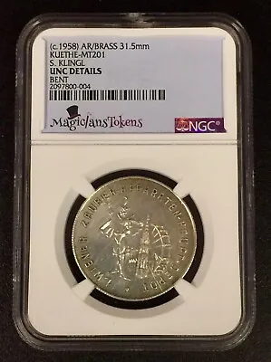 1958 S. Klingl Magician Token MT-201 Ar/Brace 31.4mm NGC Certified UNC Details • $89.95