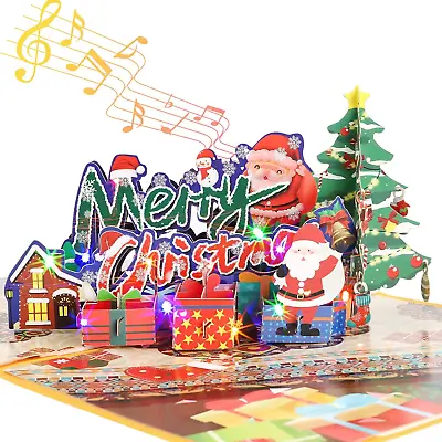 Pop Up Christmas Card Lights Music Musical Christmas Card Plays Merry Christmas • $18.99