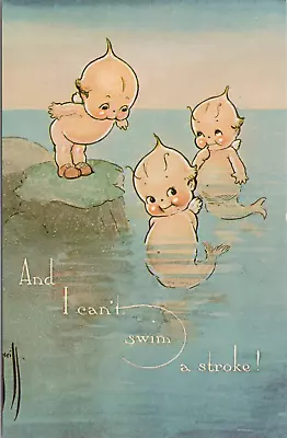 Swimming Mermaid Kewpies Kewpie Fantasy Postcard Artist Rose O'Neill C. 1970s • $9.95