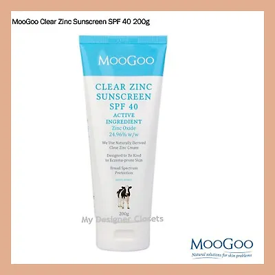 $54.99 • Buy **New** MooGoo Clear Zinc Sunscreen SPF 40 200g - All Ages & All Skin Types
