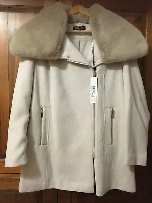 Ladies Size 16  Coat / Jacket By Roman Bnwt Rrp£70 Detachable Fur Collar Natural • £22