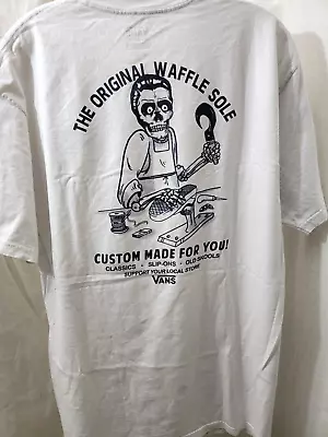 VANS Graphics T-Shirt Size L Cotton White Skeleton Waffle Sole • $12