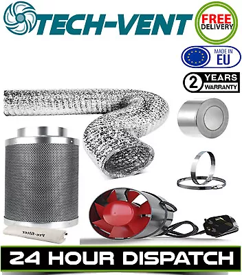 Extraction Fan & Carbon Filter Ducting Kit Odour  Hydroponics Grow Tents Smell • £49.99