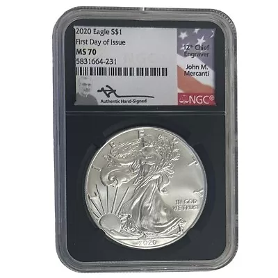 2020 (P) $1 Silver Eagle NGC MS70 FDOI John Mercanti Signed • $64